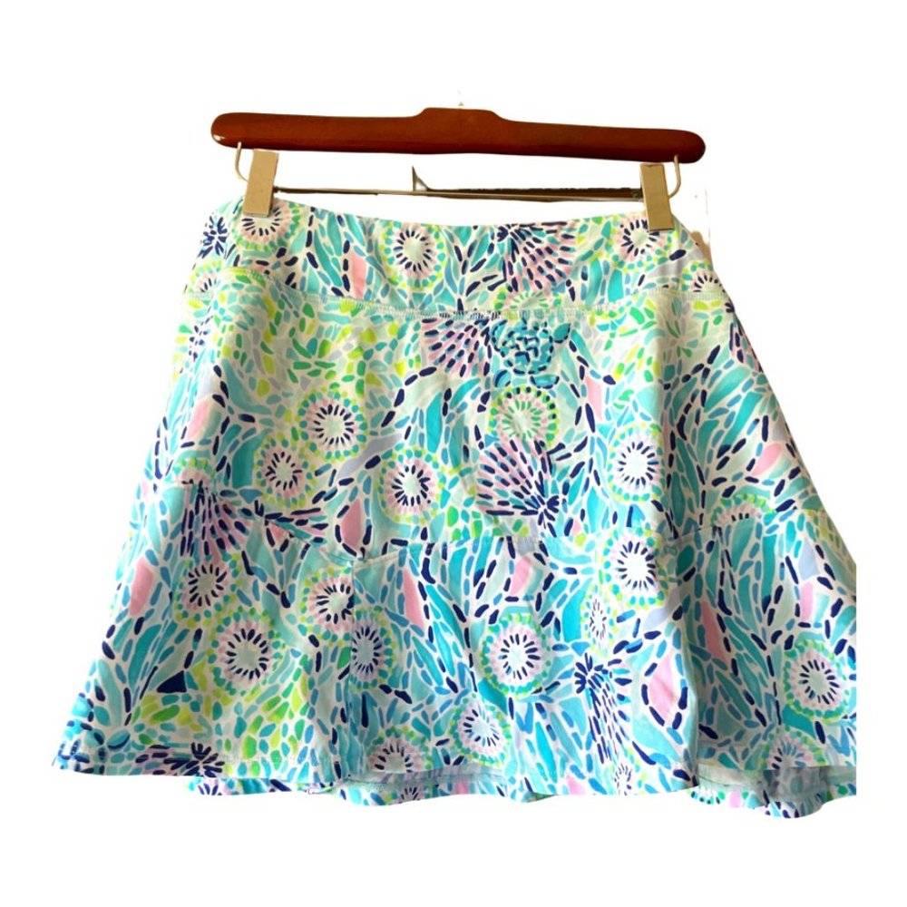 Lilly Pulitzer Aqua, Pink & Navy Floral Print Skirt